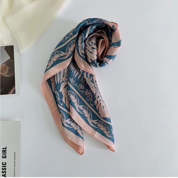 Pink and Blue Silky Scarf - Picture 1 of 3